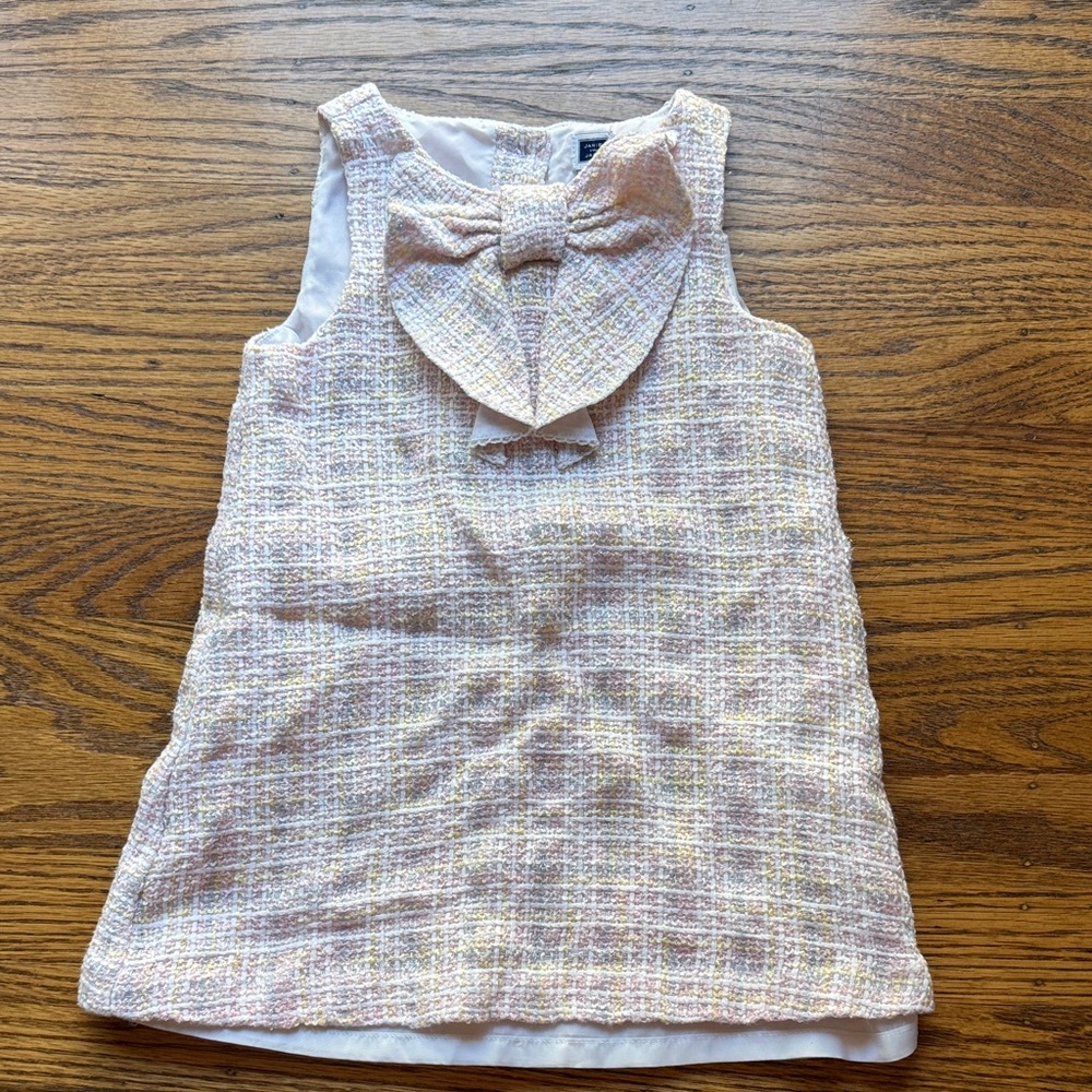JANIE AND JACK Tweed Sleeveless Toddler Dress with Bow